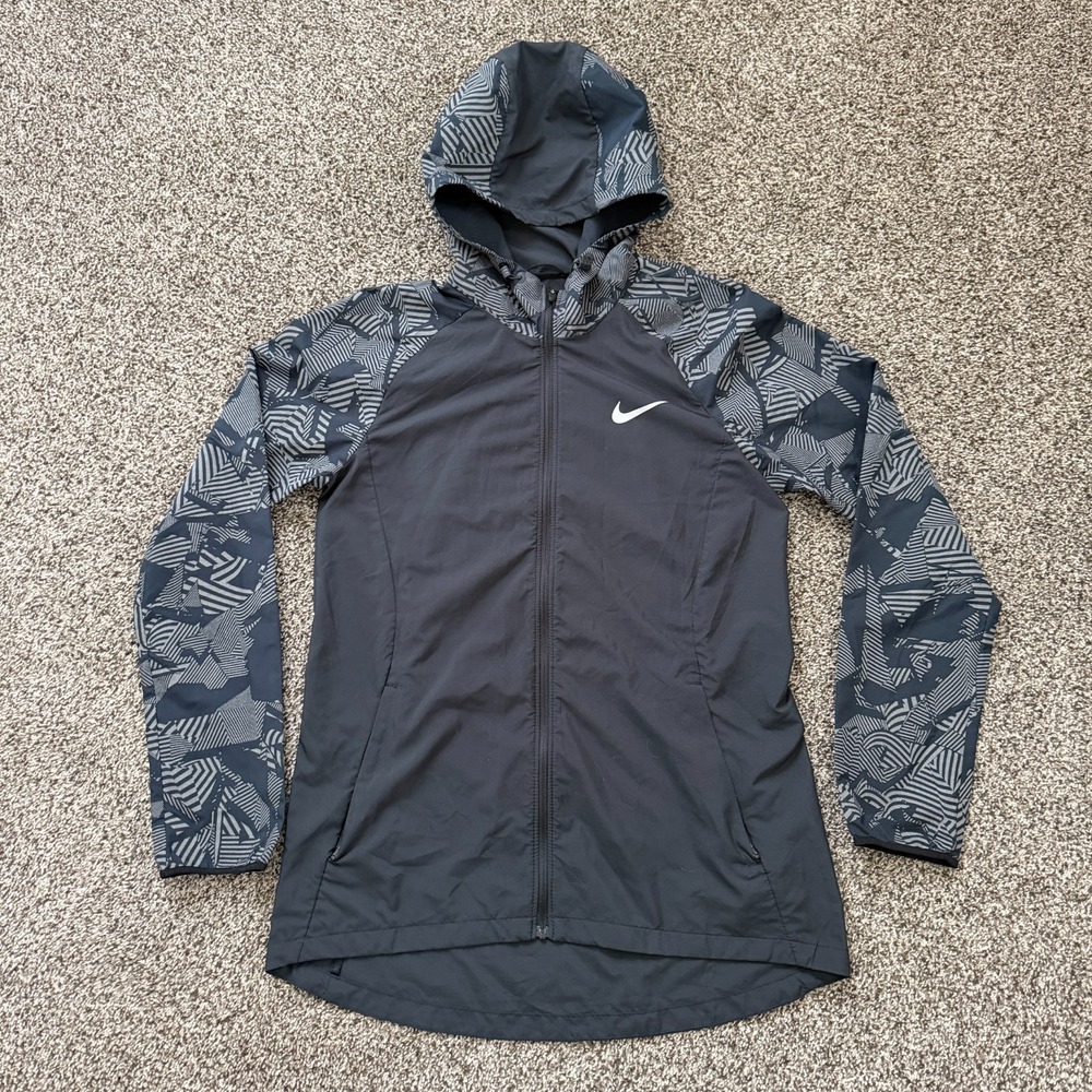 Nike Women's ESSENTIALS Flash REFLECTIVE RUNNING JACKET BLACK Small 856220 010